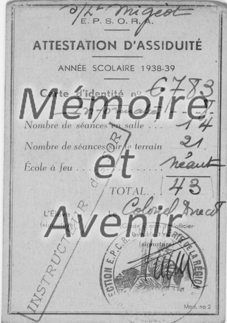 1939-06-XC-Attestation-assiduite-Migeot-R