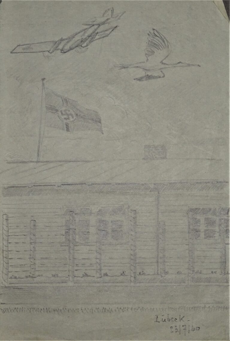 1940-07-23 Ofl XC - Cigogne, avion et drapeau - par Paul Croiset