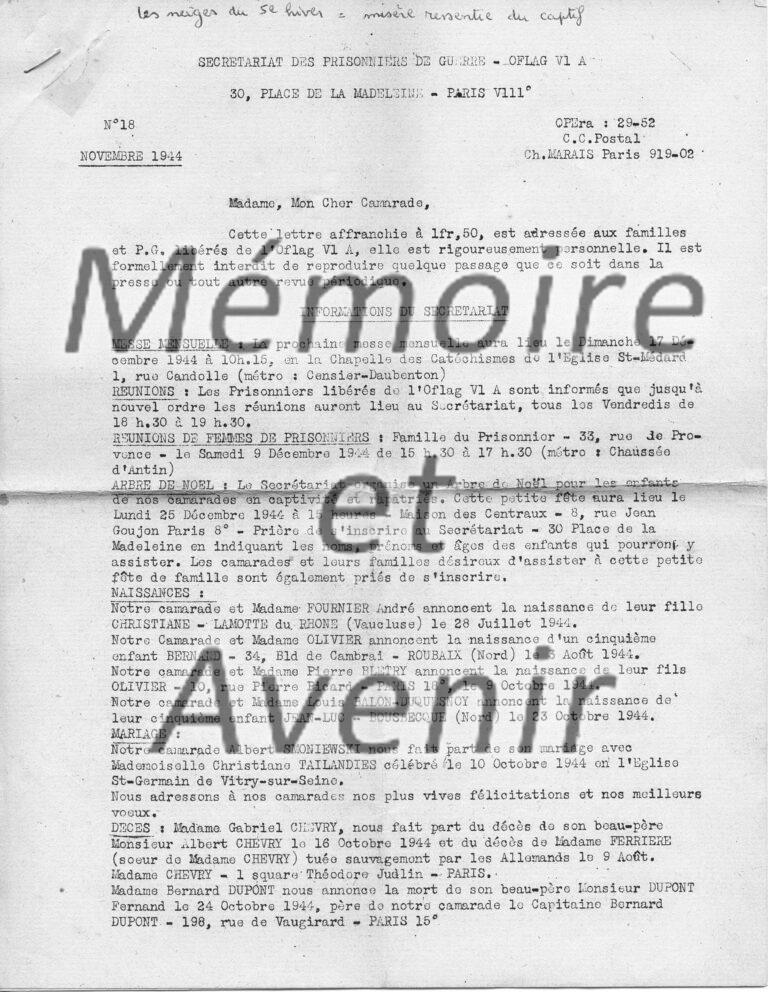 1944-11-Bulletin-NA°18-Centre-dentraide-VIA-p1