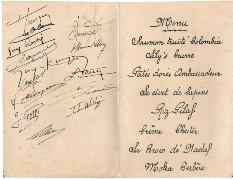 1944 12 Menu Noël Baraque VII chambre 6 Reignoux V