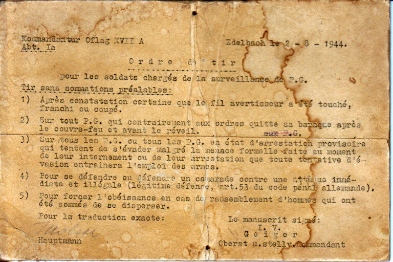 1944 Oflag XVII A - affiche rapportée du camp, format A 5 environ