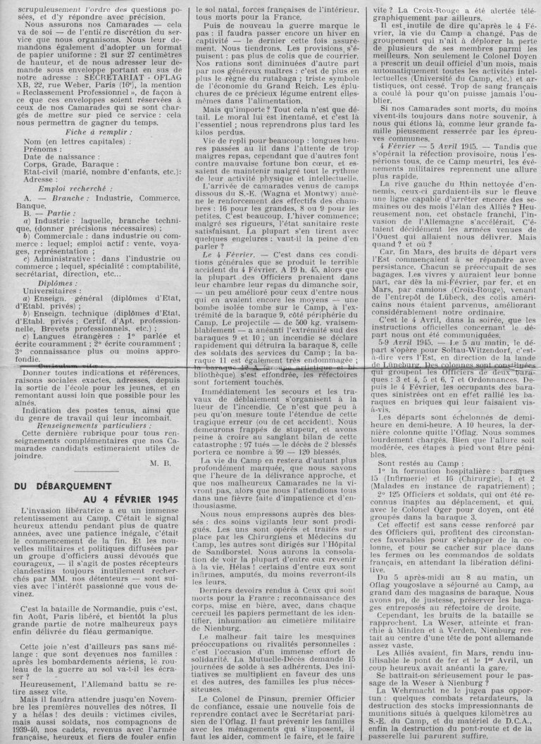 1945 06 Bulletin Secrétariat Oflag XB p2