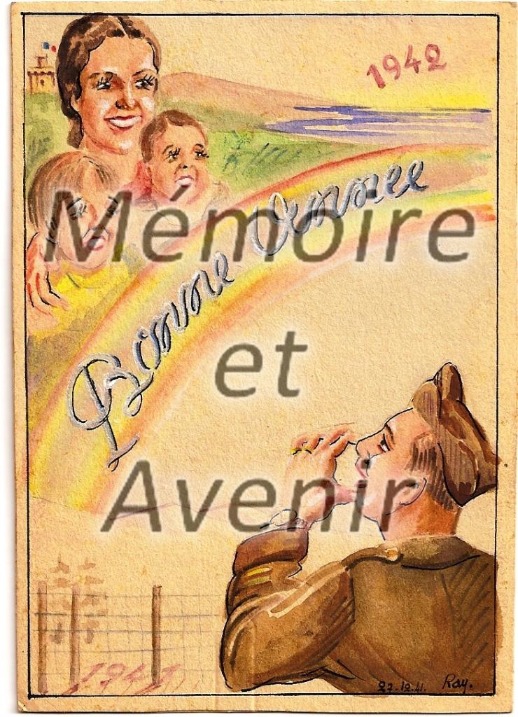 Bonne année à sa femme et enfants 19421