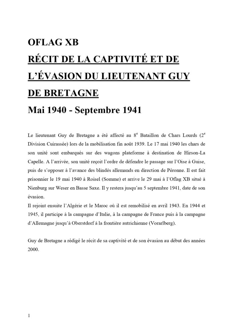 Captivité et évasion de Guy de Bretagne 01
