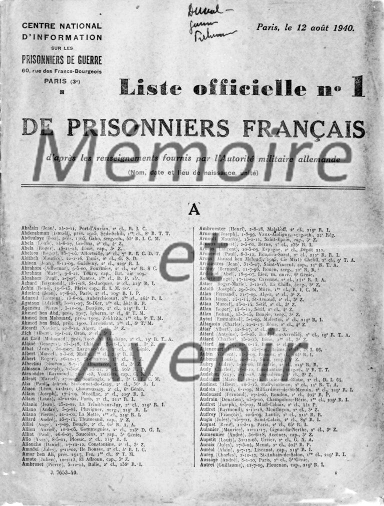 Liste-des-Prisonniers-Numero-1