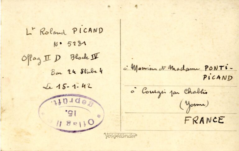 Oflag IID Gross-Born Lt Roland Picand Block IV Barraque 24 Alvéole 4 1942-01-15 002