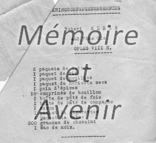 Oflag VIII H Récépissé Klein 1941 05 V