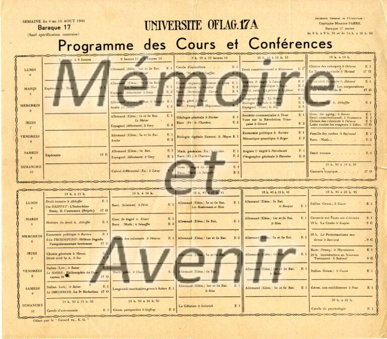 Oflag-XVIIA-Universite-semaine-du-1941-08-04-au-1941-08-10