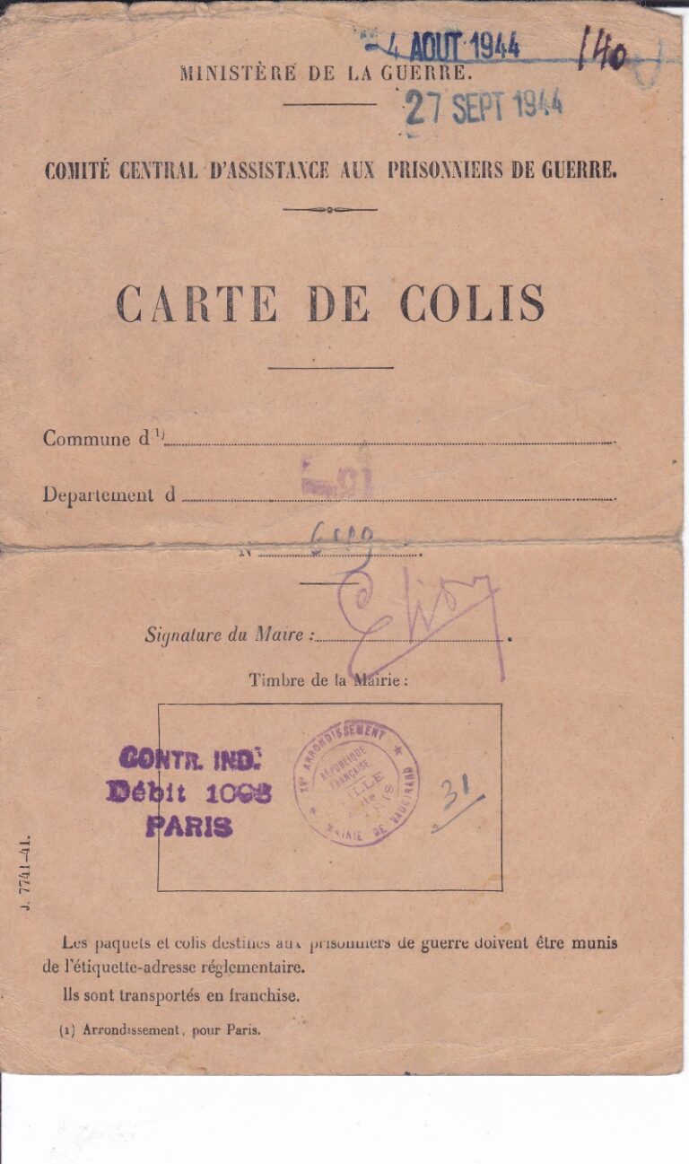 carte d'envoi de colis - recto