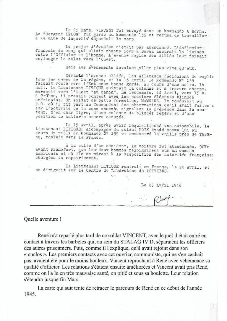 Evasion du lieutenant Litique de l'Oflag IVD page 02