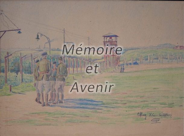 1940-09-06 Ofl XC – Barbelés, mirador, personnages – par Paul Croiset