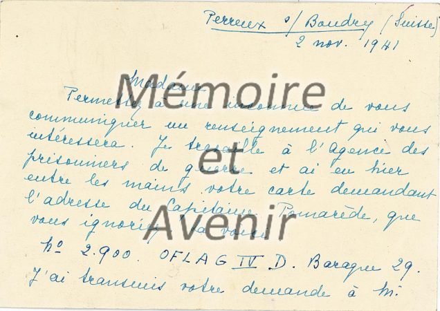 1941 11 IVD Carte adresse Pomarède R